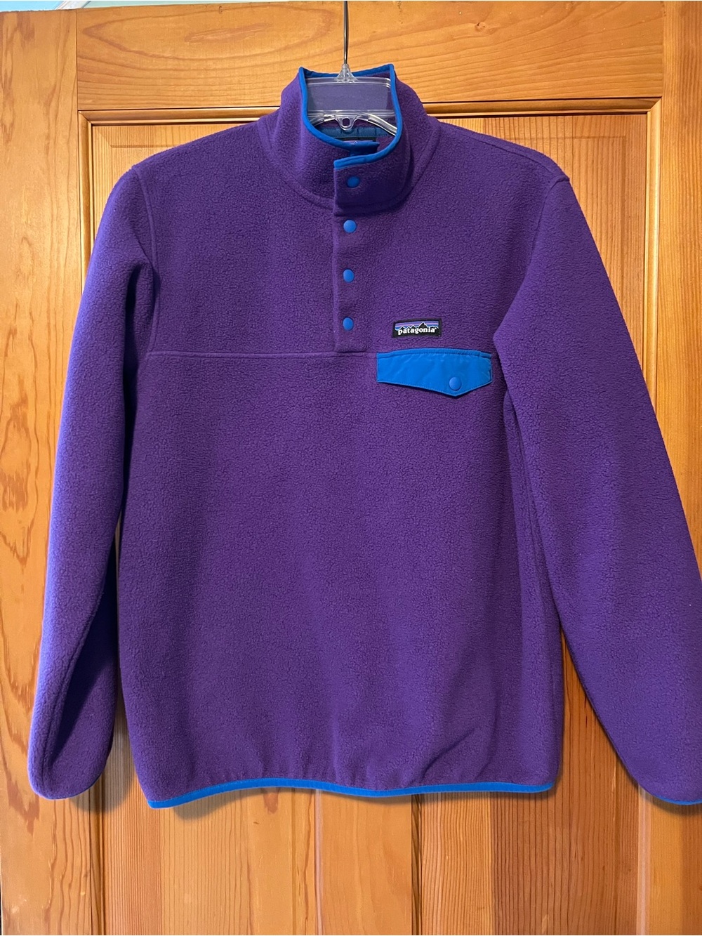 Patagonia Purple Fleece Snap-T with Blue Trim
